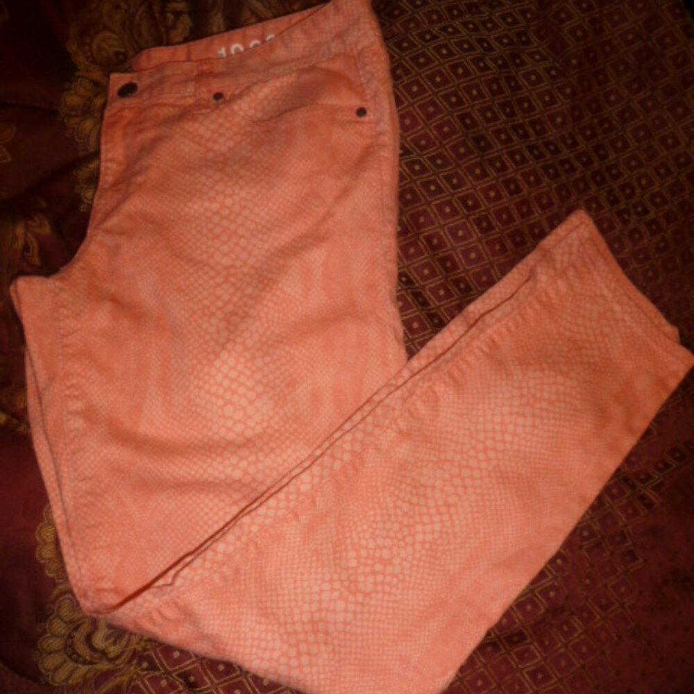 GAP 1969 Always Skinny Jeans Bright Pink Snake Print Sz 30